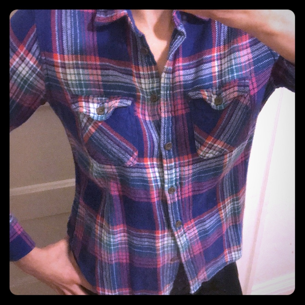 Blue plaid button up